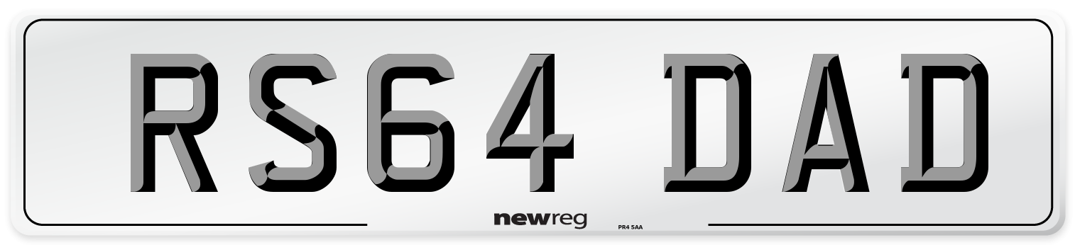 RS64 DAD Number Plate from New Reg